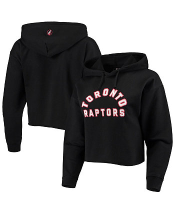 Женский черный укороченный пуловер с капюшоном с логотипом Toronto Raptors FISLL