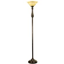 Floor Lamp Metal Standing Lamp With Alabaster Glass Shade Bronze LIGHTACCENTS