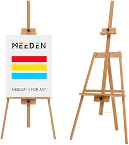 MEEDEN Art Painting Stand Easel: Solid Beech Wooden Easel Holds Canvas up to 43" - A Frame Artist Easel for Painting Wedding Sign Poster Display - Natural MEEDEN