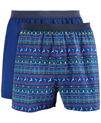 Men's 2-pk. Patterned & Solid Boxer Shorts, Created for Macy's Club Room