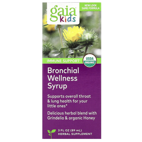 Kids, Bronchial Wellness Syrup , 3 fl oz (Жидкие унции) (89 ml) Gaia Herbs