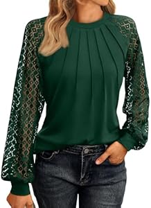 Женская Повседневная рубашка AUTOMET Long Sleeve Shirts Lace Tops AUTOMET