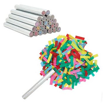 24 Pack Rainbow Confetti Flutter Sticks For Birthdays, Party Confetti Shakers Sparkle and Bash