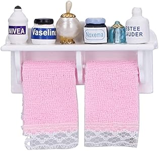 Dollhouse Wooden Towel Rack Bottles, 1:12 Simulation Miniature Furniture Model Toy for Dollhouse Bathroom Decoration Accessories Zerodis