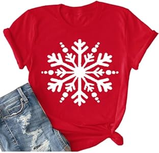 Christmas Tree Shirt for Women Merry Christmas Graphic T-Shirts Snowman Holiday Tee Xmas Gift Tops YIUIERE