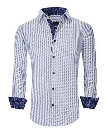 Мужская приталенная деловая классическая рубашка на пуговицах с морским рисунком Azaro Uomo