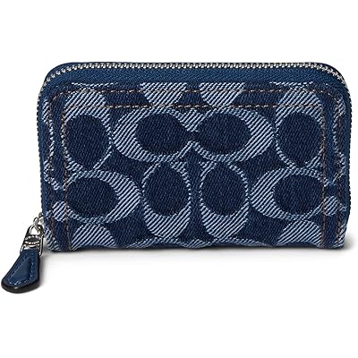 Essential Small Zip Around Card Case In Signature Denim Coach