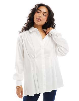 ASOS DESIGN oversized shirt with nipped in waist detail in white ASOS DESIGN