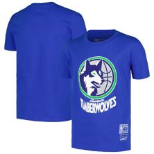Youth Mitchell & Ness Blue Minnesota Timberwolves Hardwood Classics Retro Logo T-Shirt Mitchell & Ness