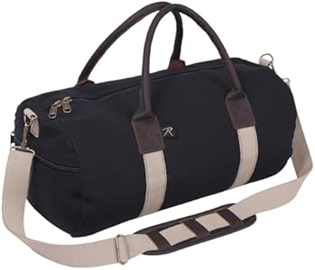 Сумка дорожная Rothco Canvas & Leather Gym Duffle Bag, черный и натуральный Rothco