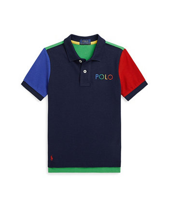 Рубашка-поло из сетки с цветными блоками и омбре-логотипом для малышей и маленьких мальчиков Polo Ralph Lauren