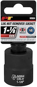 Performance Tool M984 1-1/8 in. Lug Nut Remover Socket - Heavy-Duty Impact Socket for Removing Stubborn Lug Nuts with Ease, Black Performance Tool