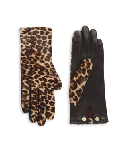 Chloe Перчатки из телячьей шерсти с леопардовым принтом Agnelle