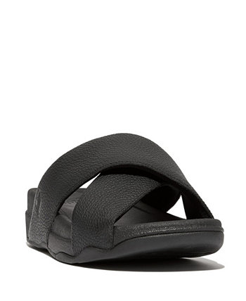 Men's Tumbled-Leather Cross Slides FitFlop