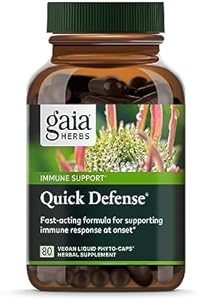 Gaia Herbs Quick Defense - Fast-Acting Immune Support Supplement for Use at Onset of Symptoms - with Echinacea, Black Elderberry, Ginger & Andrographis - 20 Vegan Liquid (Жидкость) Phyto-Capsules (Капсулы) (2-Day Supply) Gaia Herbs