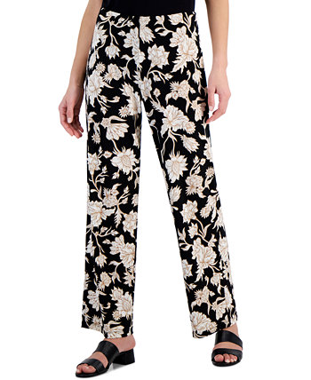 Женские широкие трикотажные брюки без застежки с принтом «Елена», созданные для Macy's J&M Collection