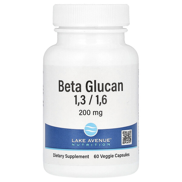 Beta Glucan 1-3, 1-6, 200 mg, 60 Veggie Capsules (Капсулы на растительной основе) Lake Avenue Nutrition