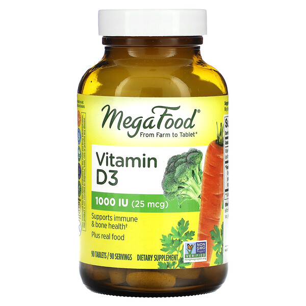 Витамин D3, 25 мкг (1000 МЕ), 90 таблеток MegaFood