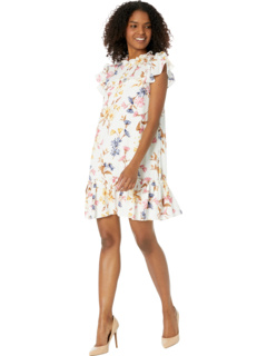 Платье с короткими рукавами и квадратным вырезом Dolce с цветочным принтом CeCe