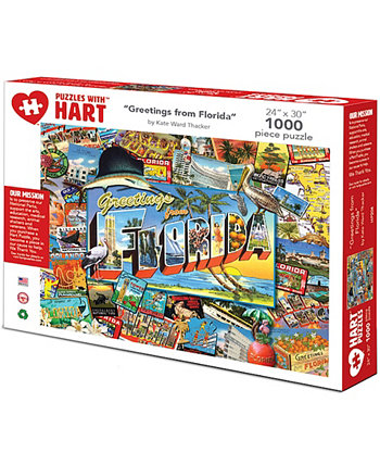 Greetings From Florida 24" x 30" By Kate Ward Thacker Set, 1000 Pieces Hart Puzzles