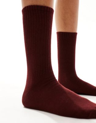 ASOS DESIGN burgundy ankle socks  ASOS DESIGN