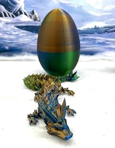 3D Printed Dragon Egg with Dragon Inside, Articulated Crystal Dragon in Egg, Executive Dragon Fidget Desk Toys for Gifts, Home Office Decor D001-S5 (OBG-Orange Blue Green) Generic