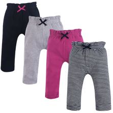 Touched by Nature Baby and Toddler Girl Organic Cotton Pants 4pk, Black Berry Touched by Nature