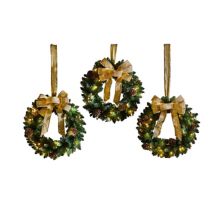 Brylanehome Set Of 3 Cordless Pre-lit Mini Christmas Wreaths BrylaneHome