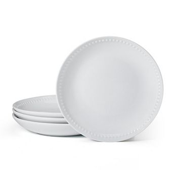 Fitz & Floyd 4-Piece Everyday White Beaded Coupe Salad Plate Set Fitz & Floyd