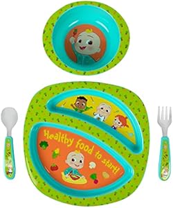 The First Years Disney Minnie Mouse Dinnerware Set - Toddler Plates and Toddler Utensils- 4 Piece Set The First Years