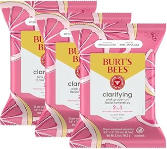 Burt's Bees Micellar Facial Towelettes With Rose Water, Pre-Moistened Towelettes for All Skin Types, 99.5 Percent Natural Origin Skin Care, 30 ct. Package BURT'S BEES