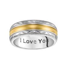 Двухцветное мужское обручальное кольцо Lovemark из нержавеющей стали I Love You Lovemark