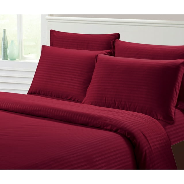 Fresh Linen Collection 1800 Super Soft & Wrinkle Free Luxurious Stripe 6-Piece Sheet Set (King, Burgundy) Fresh Linen Collection Inc