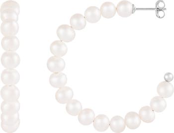 Полукруглые серьги-кольца с пресноводным жемчугом 5-6 мм Splendid Pearls