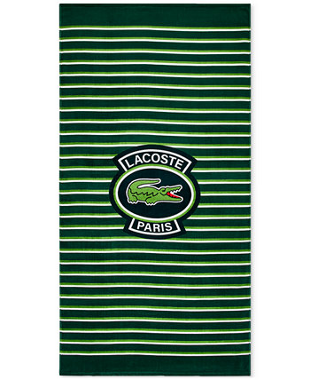 Хлопковое пляжное полотенце в полоску с логотипом Golf Lacoste