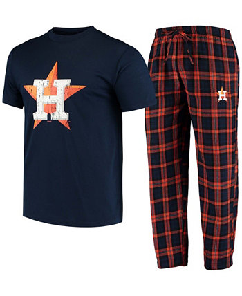 Мужские темно-синие оранжевые футболки Houston Astros Ethos, комплект для сна, комплект из 2 предметов Concepts Sport
