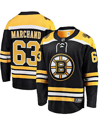 Мужская черная домашняя футболка с отделкой Brad Marchand Boston Bruins Fanatics