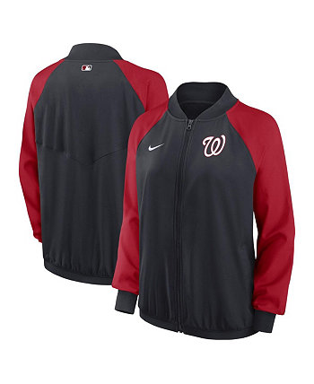 Женская темно-синяя куртка Washington Nationals Authentic Collection Team Raglan Performance с молнией во всю длину Nike