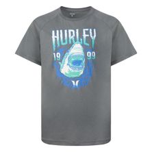 Футболка с рисунком Hurley Shark Abyss UPF для мальчиков 4–20 лет Hurley