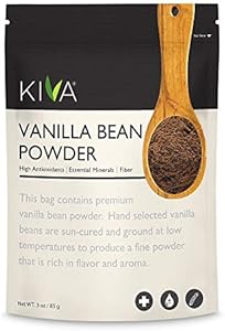 Kiva Vanilla Bean Powder, Gourmet-Grade, 100% Pure Natural Vanilla, Freshly Ground from Madagascar Bourbon Vanilla Beans, Aromatic and Fragrant, Gluten-Free, Non-GMO, Ideal for Baking, Smoothies, Beverages, 3 oz Kiva