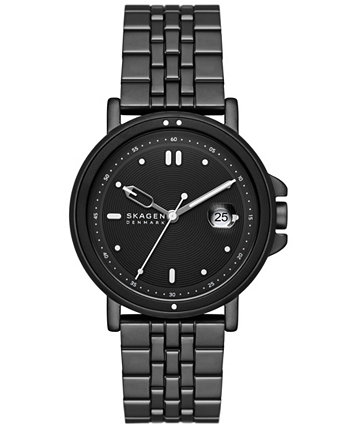 Мужские часы Signatur Sport с тремя стрелками и датой, черные из нержавеющей стали, 40 мм Skagen