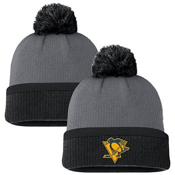 Women's Fanatics  Charcoal Pittsburgh Penguins Cuffed Knit Hat with Pom Fanatics Brands - White Label