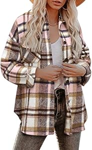 Женская Повседневная рубашка Beaully Flannel Plaid Shacket с длинным рукавом и карманами Beaully