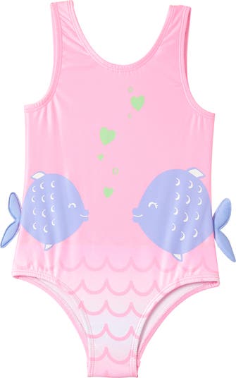 Swimming Fish Print 3D Tail One-Piece Swimsuit Wippette