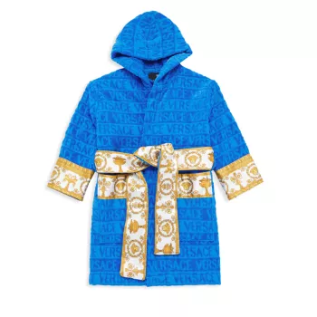 Маленький ребенок &amp;amp; Детский банный халат с капюшоном и принтом логотипа Versace
