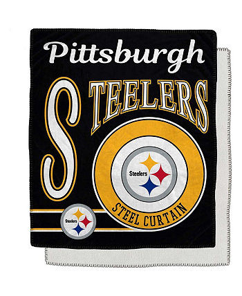 Фланелевое флисовое одеяло из шерпы с эмблемой Pittsburgh Steelers размером 50 x 60 дюймов в стиле ретро Pegasus Home Fashions