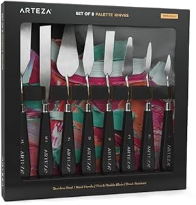 ARTEZA Palette Knife, Size No. 2, Durable Flexible Stainless-Steel Blade & Break-Resistant Wooden Handle, Art Supplies for Oil and Acrylic Painting ARTEZA