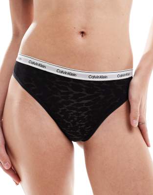 Calvin Klein modern logo lace brazilian brief in black Calvin Klein