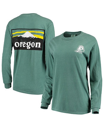 Женская зеленая футболка с длинными рукавами Oregon Ducks Comfort Colours Campus Skyline с длинным рукавом Summit Sportswear