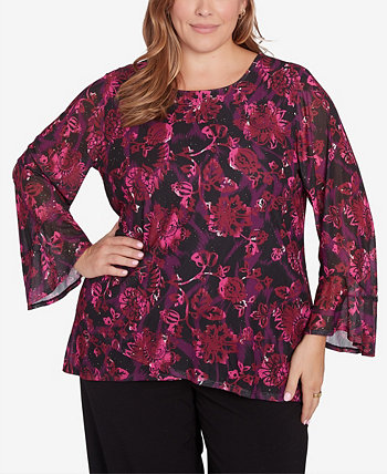 Женская Блузка Ruby Rd. Plus Size Foiled Floral Mesh Ruby Rd.